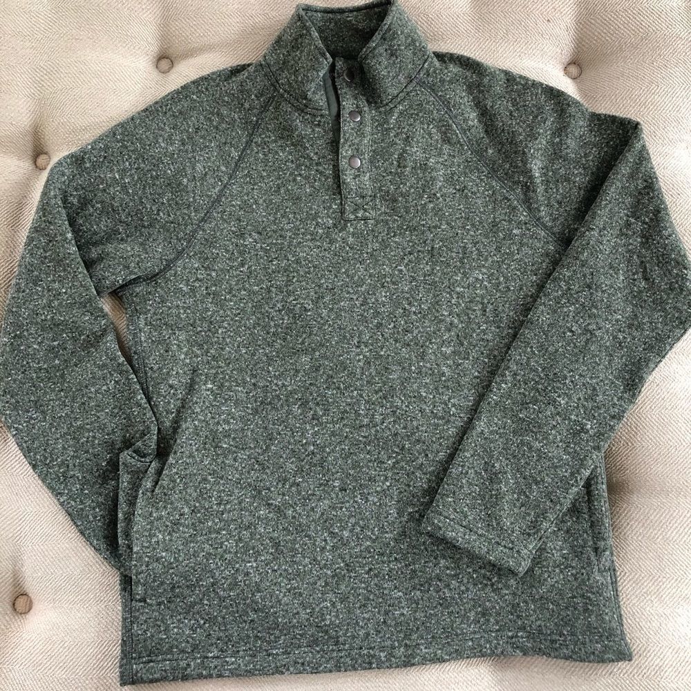 Sonoma 1/4 Snap Green Heather Pullover Pockets M